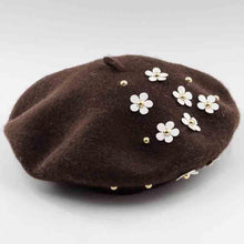 Load image into Gallery viewer, soft and comfy wool beret with flowers