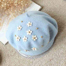 Load image into Gallery viewer, flowers wool beret 
