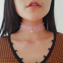 Load image into Gallery viewer, Blue Pink 2 Chokers Together
