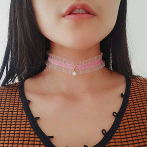 Blue Pink 2 Chokers Together
