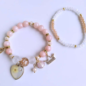 Heart Shell Crown Pink Bead Bracelets