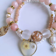 Load image into Gallery viewer, Pink Handmade Bead Bracelet with Heart Nice gift for girls and for women Christmas gift from Osurpri.com