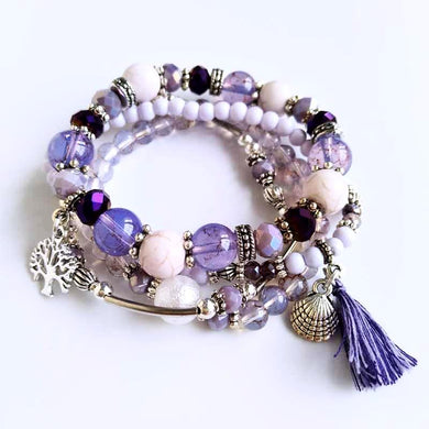 Purple Stackable Beaded Bracelets for women