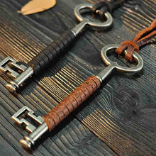 Load image into Gallery viewer, Real Leather Retro Style Key Pendant Necklace Brown Black