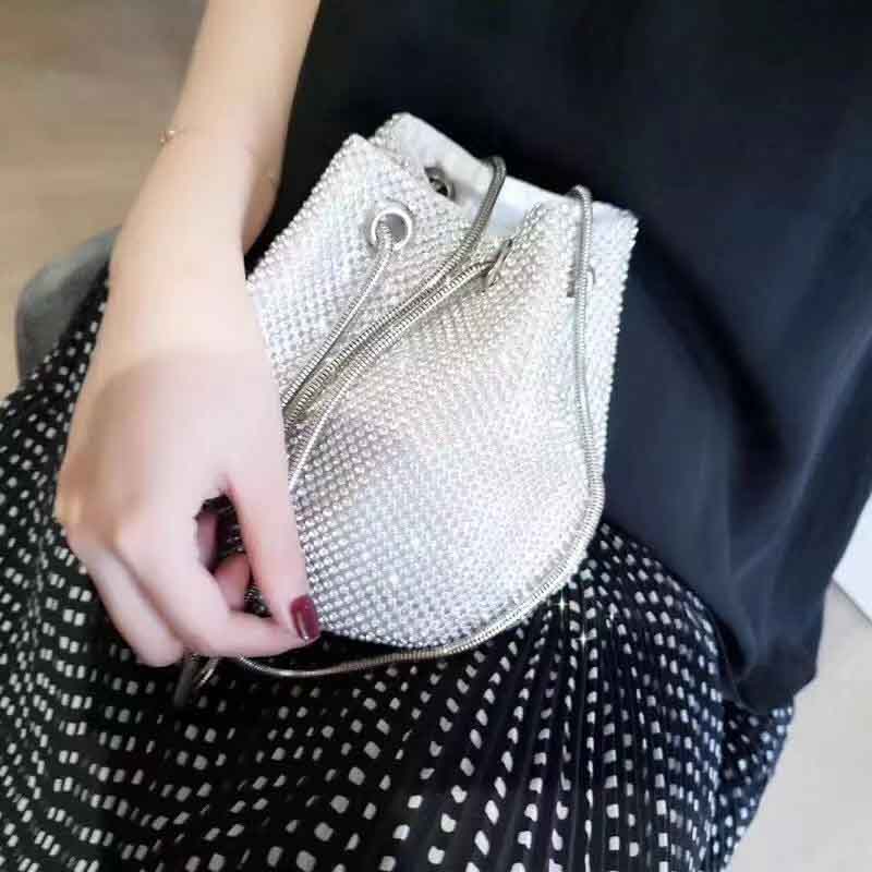 Cute Fashionable Diamond Bag for Women Sliver/Balck