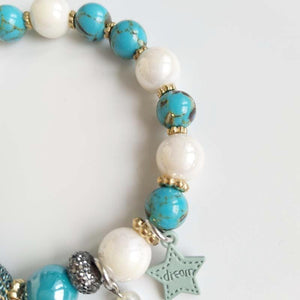 Blue Star Dream Blue&White Bead Bracelet