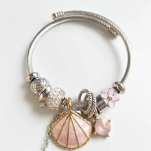 Load image into Gallery viewer, Shell Bell Charm Bracelet Blue Pink 2 Options