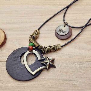 Classic Style Heart Pendant Necklace Green Black Coffee