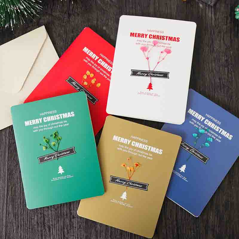 Christmas cards with dried flowers