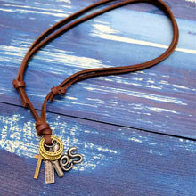 Load image into Gallery viewer, Real Leather Retro Style Yes No Pendant Necklace Brown Black