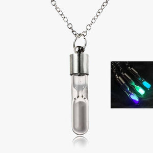 Sand clock pendant glow necklace for men and women