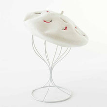 Load image into Gallery viewer, Embroidered Feather Wool Beret Hats 4 Colors