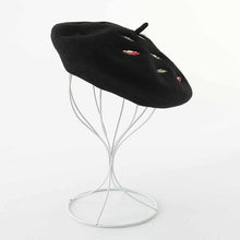 Load image into Gallery viewer, Embroidered Feather Wool Beret Hats 4 Colors