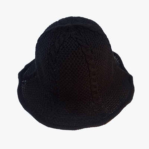 Summer Folded Knitted Bucket Hat for Women Brown/Cream/Black