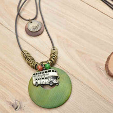 Load image into Gallery viewer, Retro Style Bus Pendant Necklace Green Black Brown