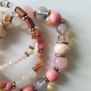 Pink beaded bracelets for women 