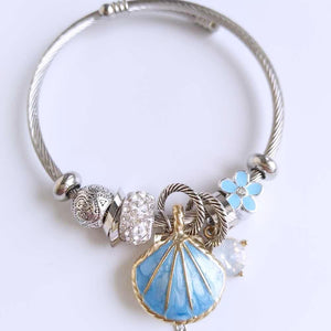 Shell Bell Charm Bracelet Blue Pink 2 Options