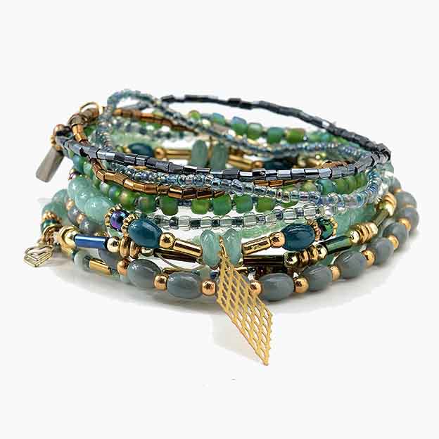 Handmade 10 layers Beads Bracelets Green/Brown 2 Options