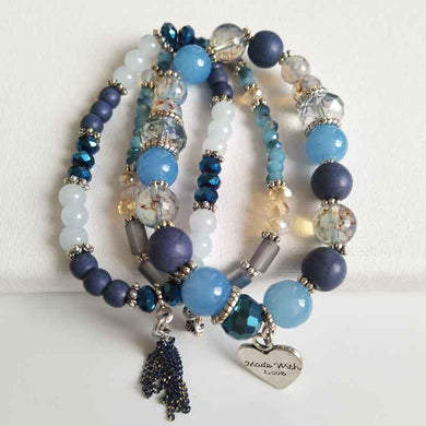 Blue layers beaded bracelets for women
