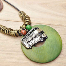 Load image into Gallery viewer, Retro Style Bus Pendant Necklace Green Black Brown