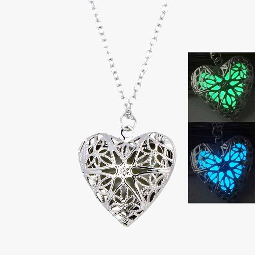 Hollow heart pendant glow necklace