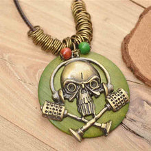 Load image into Gallery viewer, Classic Style Skeleton Pendant Necklace Green Black Brown