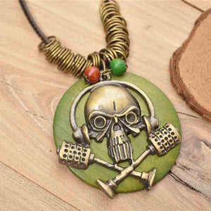 Classic Style Skeleton Pendant Necklace Green Black Brown