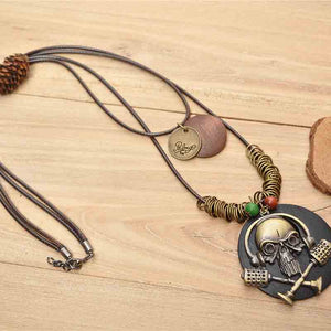 Classic Style Skeleton Pendant Necklace Green Black Brown