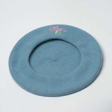 Load image into Gallery viewer, Embroidery Words Blue/Black Wool Beret