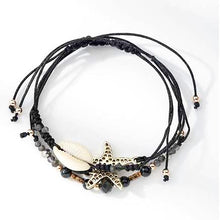 Load image into Gallery viewer, Black/White Seashell Seastar Charming Handmade Bracelets