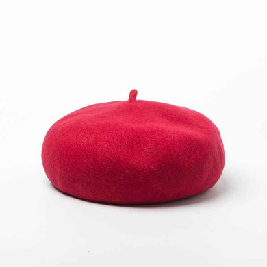 Fashionable and soft wool red beret hat for women 