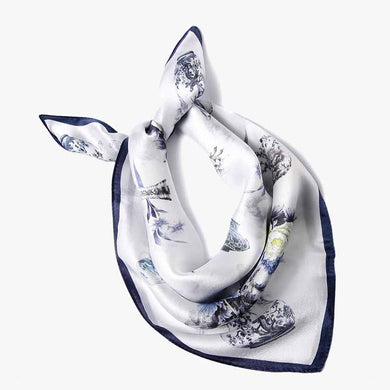 White bandana silk scarf birthday / anniversary gifts for women