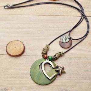 Retro Classic Style Heart Necklace Black Green Coffee