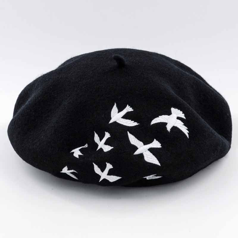 Comfy and soft wool black beret hat for women
