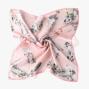 Fashionable Natural Print Pink Silk Bandana Women