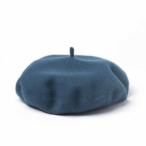 Soft comfy wool blue beret hat for women and men
