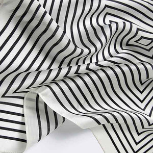 Fashionable Stripes Women Bandana Scarves Silk Headband Black/White