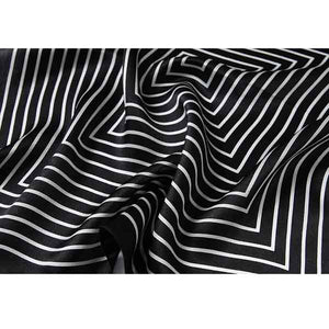 Fashionable Stripes Women Bandana Scarves Silk Headband Black/White