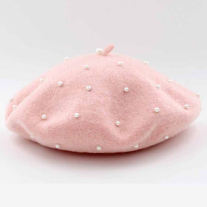 Comfy and soft wool pink beret for girls