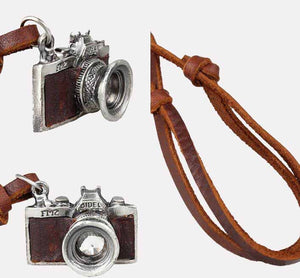 Retro Style Antique/Old Camera Pendant Necklace Brown