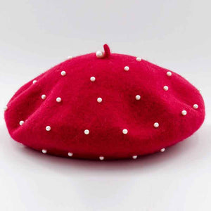 Comfy and soft wool red beret hat for girls
