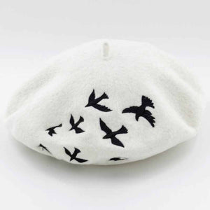 Womens wool white beret hat 