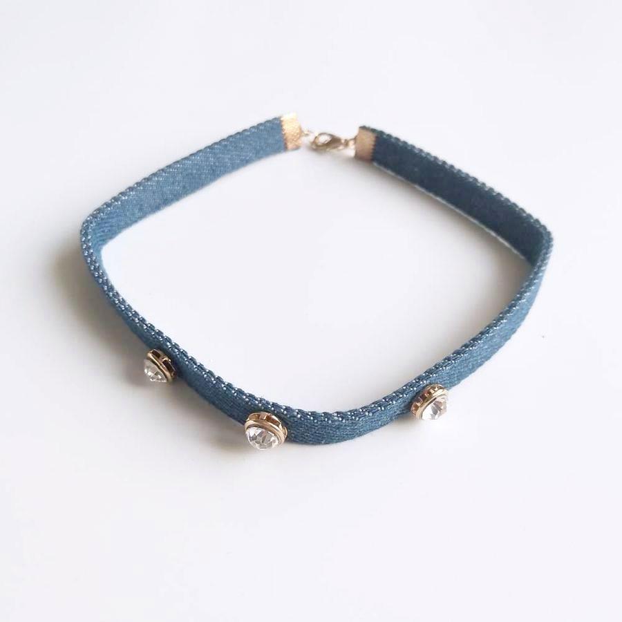Diamonds Jean Denim Choker for girls fashionable handmade chokers