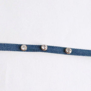 3 Diamonds Denim Choker For Girls