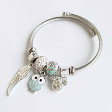 Load image into Gallery viewer, Leather Green Owl  Charm Bracelets for women 