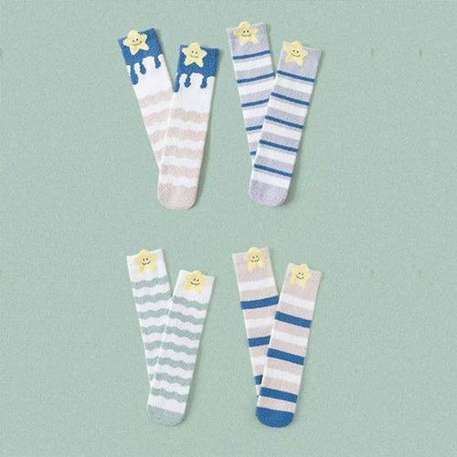 Happy star coral velvet socks for parents and kids