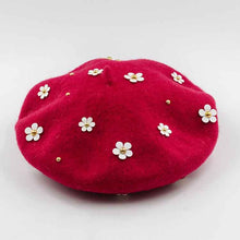 Load image into Gallery viewer, Women wool beret with flowers