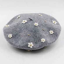 Load image into Gallery viewer, Flowers purple wool berets for women
