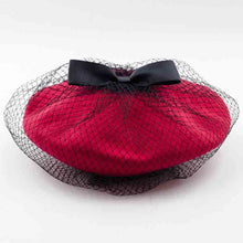 Load image into Gallery viewer, Bowknot Elegant Wool Beret with Mesh Veil 7 Colors