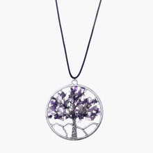 Load image into Gallery viewer, Natural Stone Life Tree Pendant Short Necklace Purple Green Blue